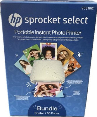 HP Sprocket Select Portable Photo Printer Bundle 55 Zinc Photo Paper  9581601