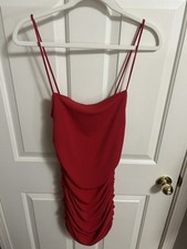Love J Red Ruched Bodycon Dress Spaghetti Strap Size Large NWT