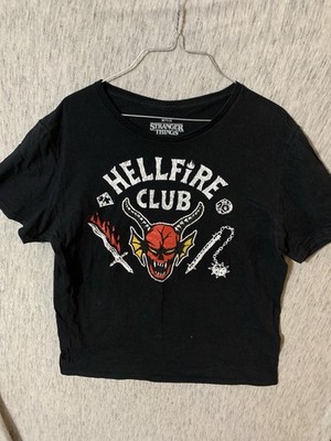 Hellfire Club T-Shirt Mens Official Stranger Things Graphic Tee Size L- Black