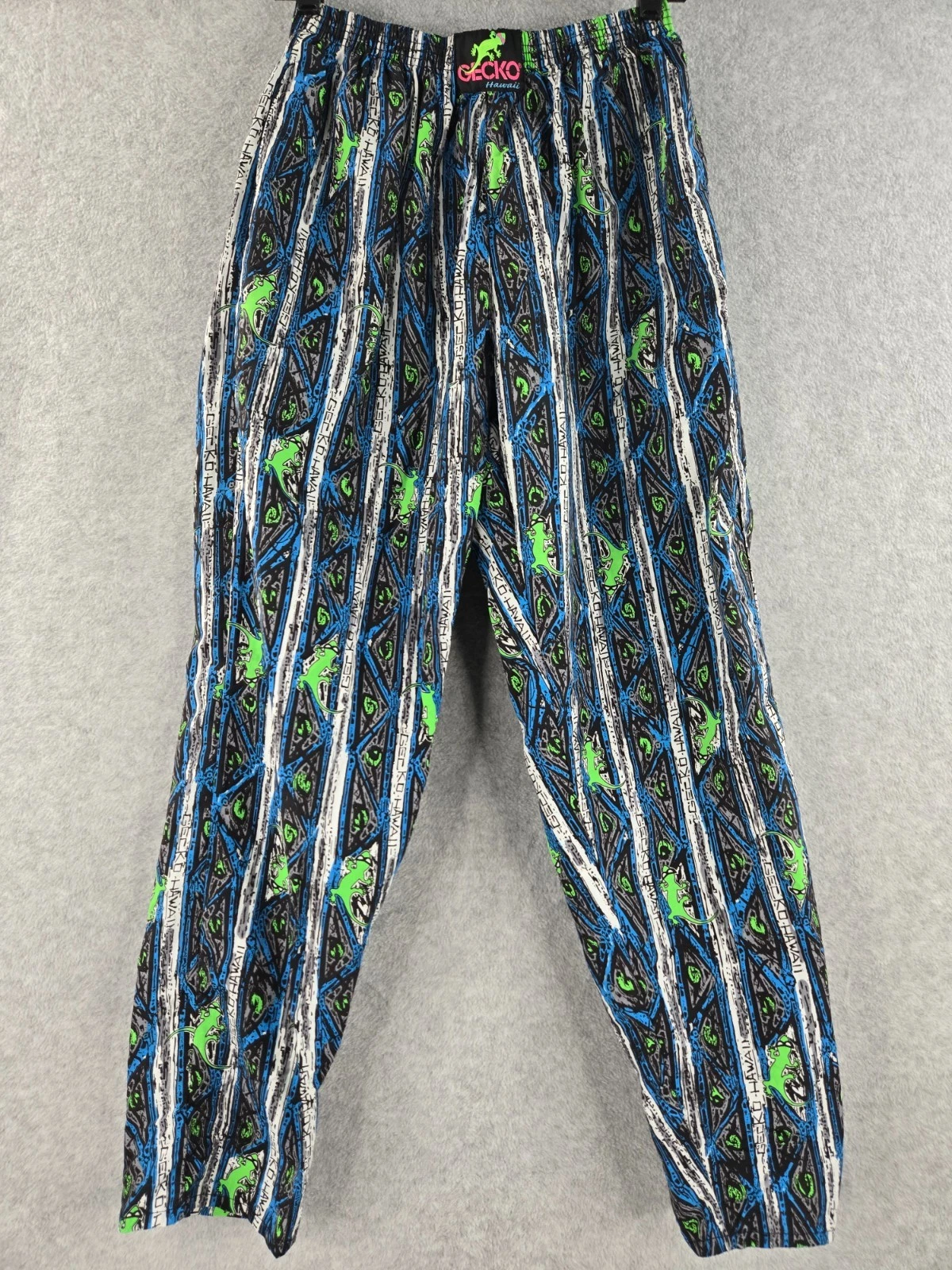 Gecko Hawaii Pants Adult Large 30" Abstract Baggy Vintage Colorful Lizard Surfer