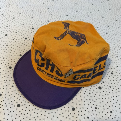 #ad #ad Vintage Camels Painter Cap OS Yellow Purple Cambell County High School Pin Retro $24.99