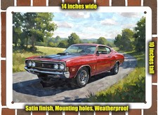 Metal Sign - 1969 Ford Torino Cobra Watercolor - 14x10 Metal Sign - 1969 Ford Torino Cobra Watercolor - 14x10