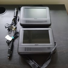 2X RCA Portable Car DVD Players 7" Screen W/Car Power Adapters - Working