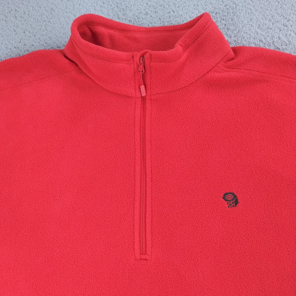 Pullover Mountain Hardwear Para Hombres XL Rojo Cuarto Cremallera Polar Aire Libre Senderismo OM7723 Foto 3 de 4