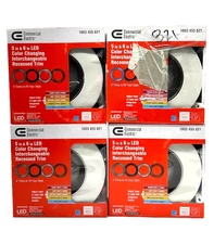 4PK Commercial Electric 5"/6" Color Changing Interchangeable Trim Recessed Light
