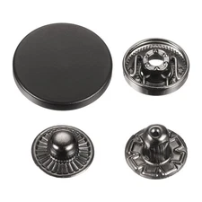30 Set Press-Stud Cap Button 23mm Metal Snap Fastener for Leathers, Drak Black