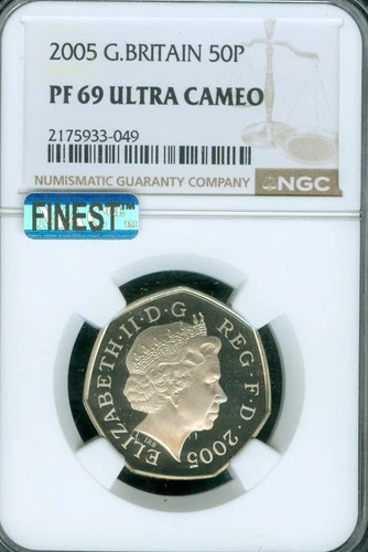 2005 GREAT BRITAIN 50 PENCE NGC PF69 UCAM MAC FINEST GRADE & SPOTLESS  .