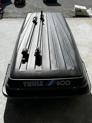 Four 600 Roof Cargo Box Carrier With Mounting Hardware, Black Vintage Hardshell