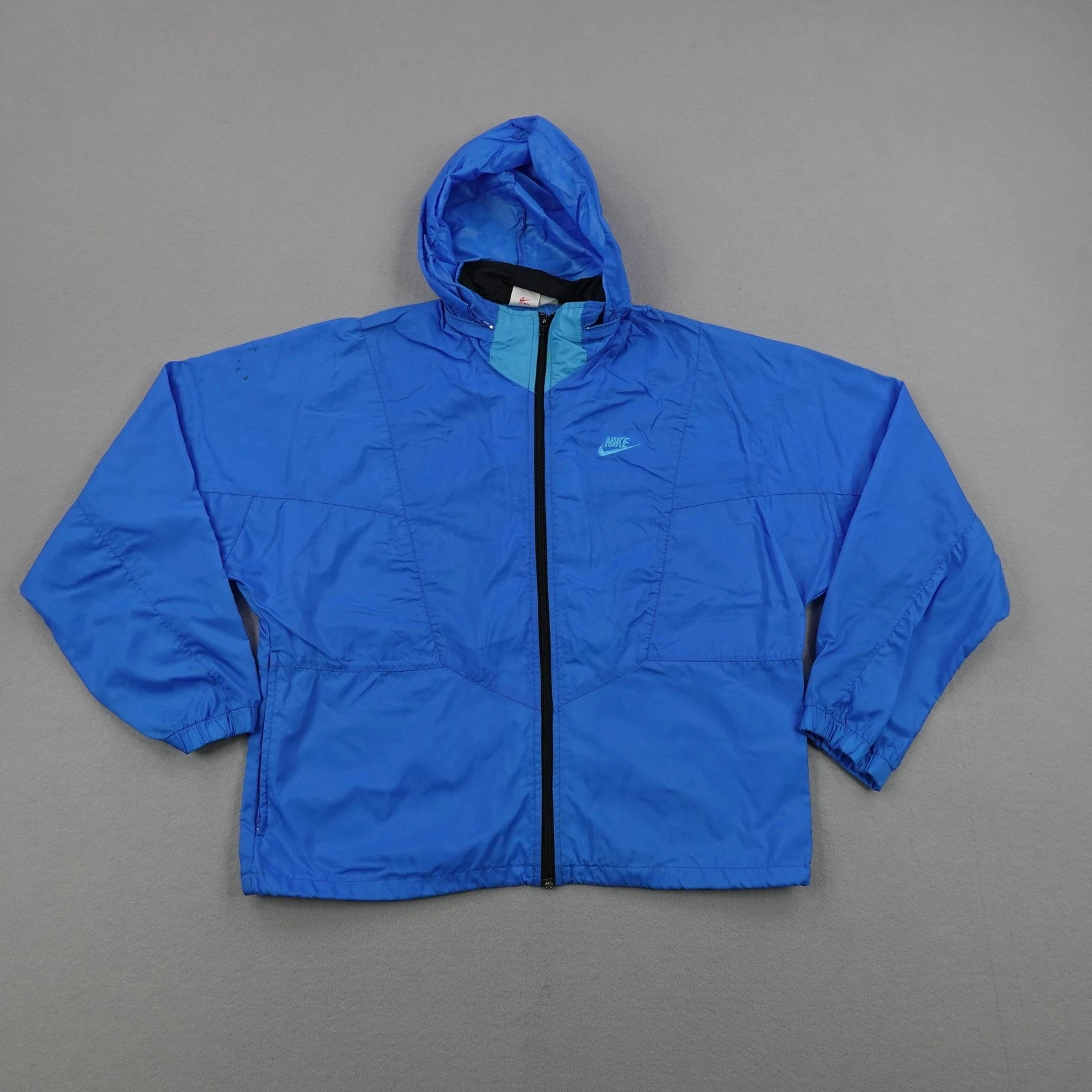Vintage Nike Jacket Men Medium Blue Windbreaker Convertible Hood Lightweight 90s