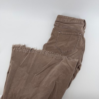 Free People Corduroy Flare Pants Brown Raw Hem Mid Rise Size 29