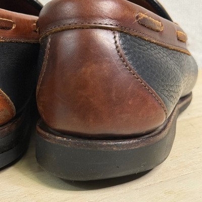 Allen Edmonds Nashua 42250 Navy Brown Leather Tassel Kiltie Loafers Mens 10 D Allen Edmonds Nashua Mens 10 D Black Brown Two Tone Tassel  main image 4