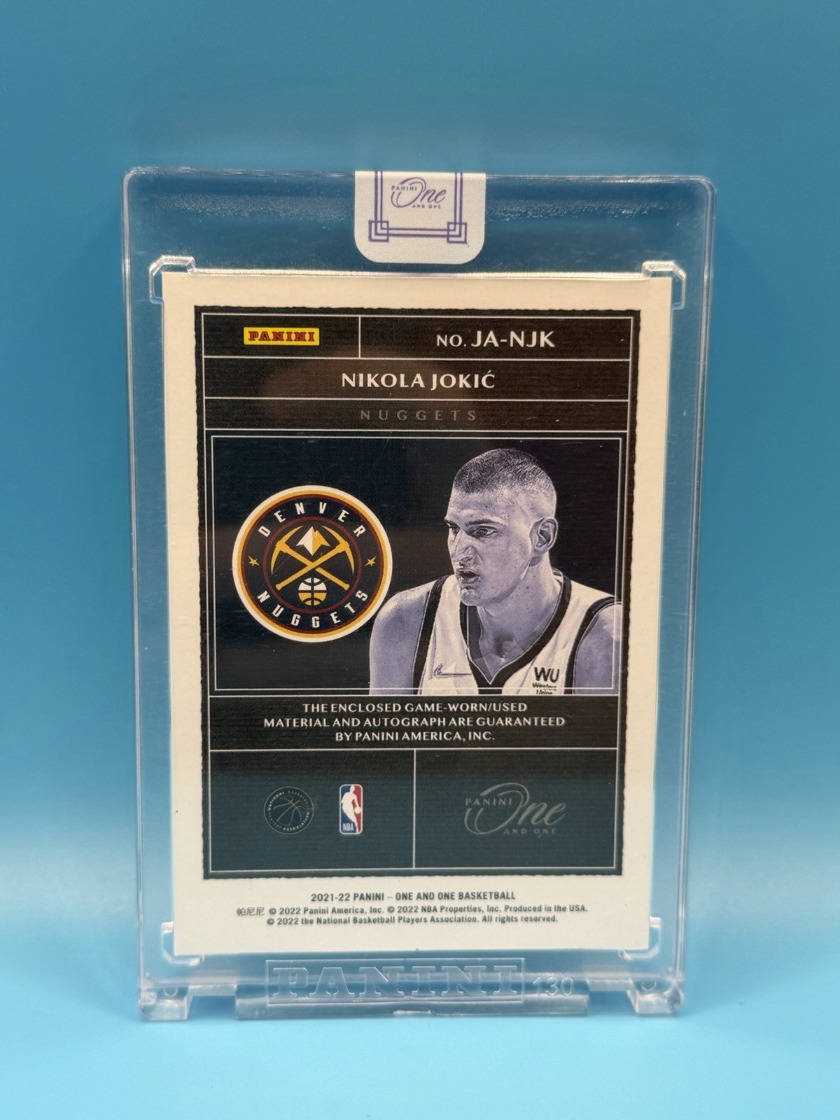 Nikola Jokić 2021-22 Panini One and One Game Used Jersey #JA-NJK AUTO PATCH /49 view 2