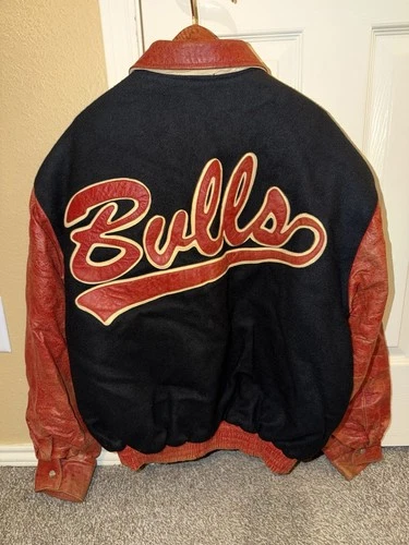 New RARE JH Design Jeff Hamilton 1993 Chicago Bulls Leather Wool Satin Jacket !! image 2
