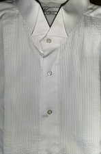 White Tuxedo Shirt sz L/30-31 with black studs EUC