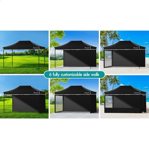 ALFORDSON Gazebo 3x4.5m Pop Up Marquee Camping Folding Tent 600D Oxford Black - Picture 4 of 12