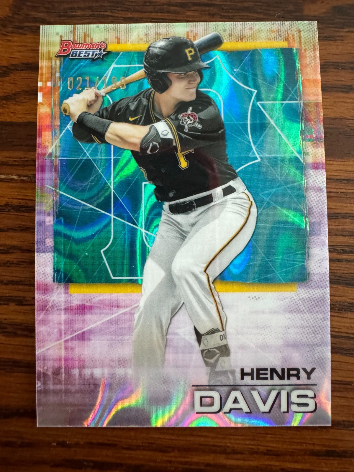 2021 Bowman's Best Henry Davis #92 (Rookie Card) /199 Aqua - Pittsburgh Pirates