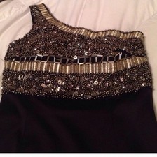 David Meister Black Beaded One Shoulder Sequin Dress Neiman Marcus Prom Wedding