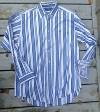 Ralph Lauren Men's Large, 16 1/2, Blue Striped, EUC, free shipping