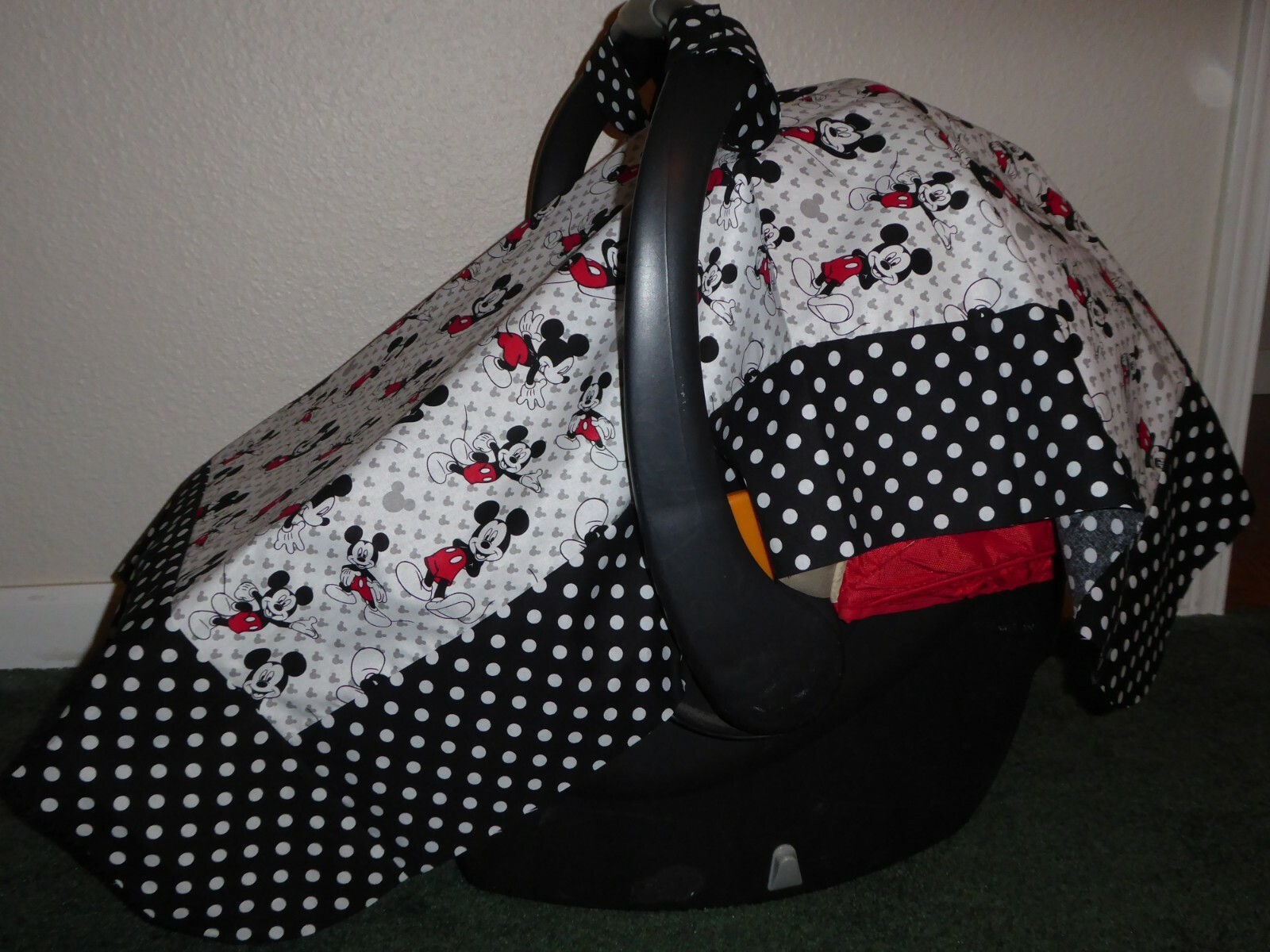 MICKEY MOUSE baby car seat canopy cover w or without peekaboo opening