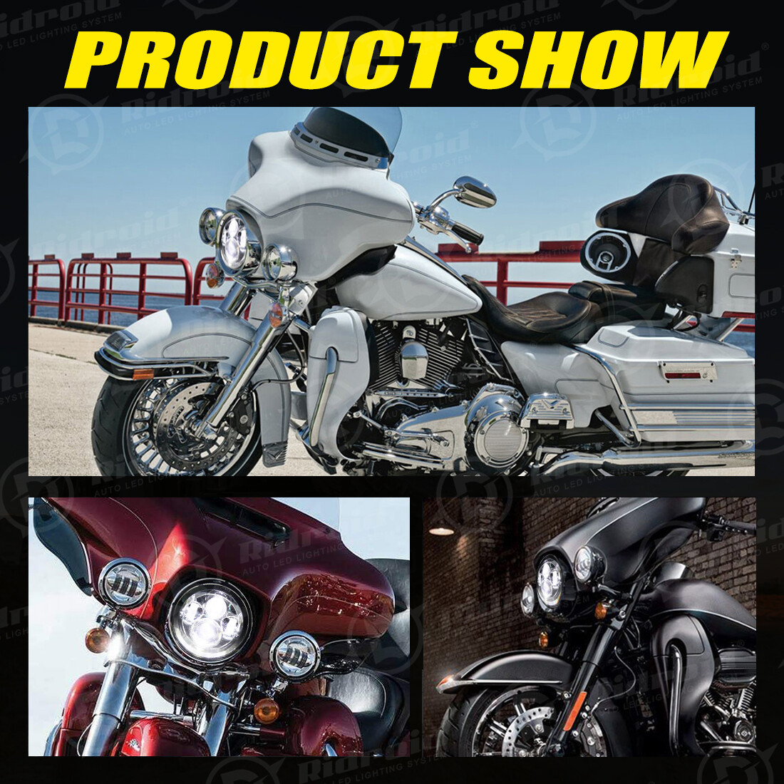 7" Inch LED Headlight Projector High/Low Chrome For Harley-Davidson Street Glide