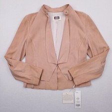 Etcetera Jacket Womens 12 Beige Pink Blushing Suede Drape Crop Fluid Lapel