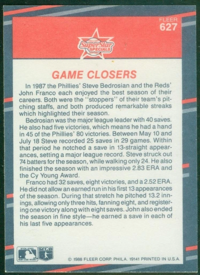 Original Autograph of John Franco of the Reds on a 1988 Fleer Card - Image 2 of 2