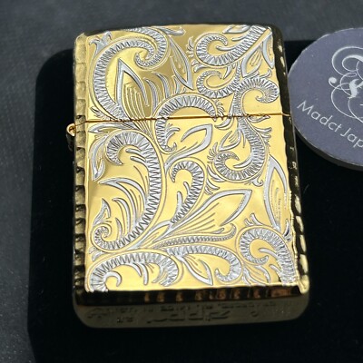 Zippo Oil Lighter Arabesque Classic Gold 5 Sided Processing Armor Japan