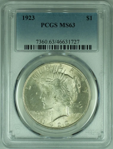 1923 Peace Silver Dollar S$1 Coin  PCGS MS-63   (37G)