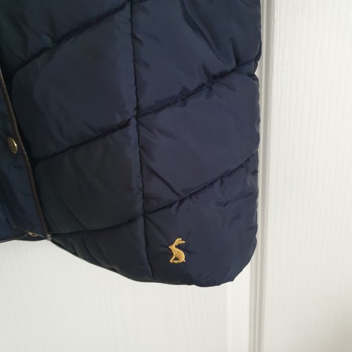Joules Cherrington Navy Fur Trimmed Quilted Coat Size Uk6 - Picture 3 of 10