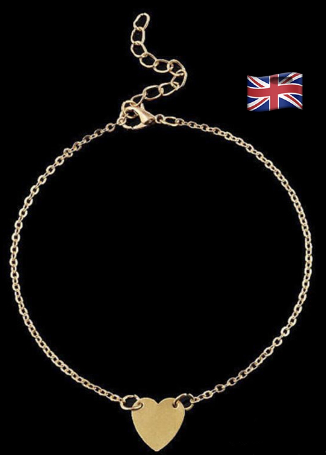 x2 Brazalete Tobillera Corazón Chapado en Oro Cadena Ajustable Verano Pie Tobillo