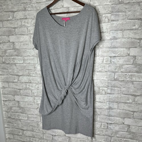 Simply Southern Size Medium Twist Tunic Mini Dress Gray Knit Beach Cover Up - Picture 2 of 15