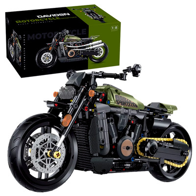 1:8 MOC Building Blocks Motorbike Model City Racing Vehicle Technical Bricks Bir