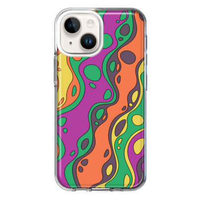 MUNDAZE Case for Apple iPhone 15 Plus 70s Liquid Retro Groovy