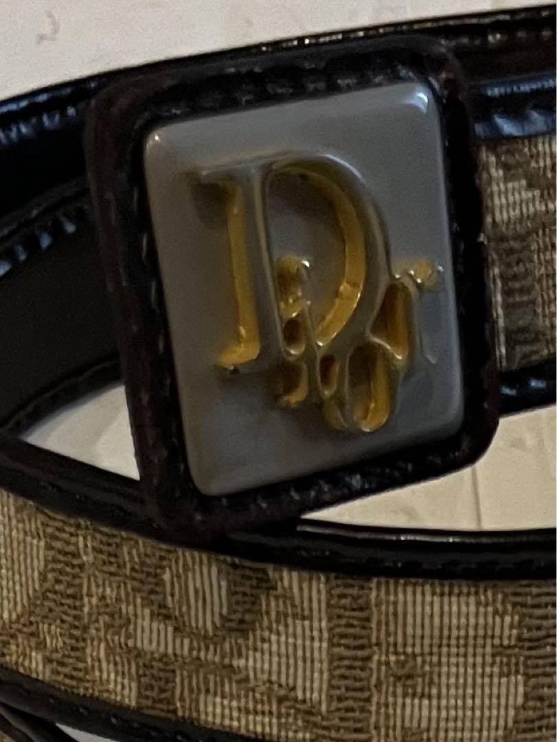 Christian Dior AUTHENTIC Vintage Brown Trotter Oblique Monogram CD Gold Belt 65 Christian Dior Belt In Women main image 4
