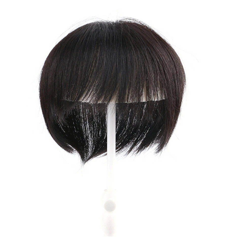 Peluca para mujer 100 % real con clip de toupee y cabello humano flequillo bob top Foto 3 de 4