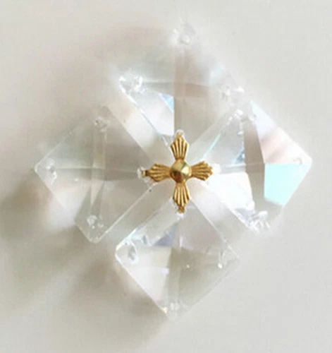 100pcs 14mm Clear Glass Square Crystal Beads Prisms Chandelier Lamp Chain Parts - Picture 2 of 2