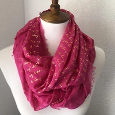Charming Charlie's Pink Gold  Lightweight Infinity Scarf NWT Be You Be Happy