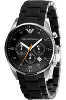 Emporio Armani Mens Chronograph Watch Black Silicone Strap Black Dial Ar5858 Emporio Armani Mens Chronograph Watch Black Silicone Strap Black Dial Ar5858