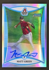 2008 Bowman Chrome #BCP266 Matt Green /500 Auto Refractor Prospect Arizona