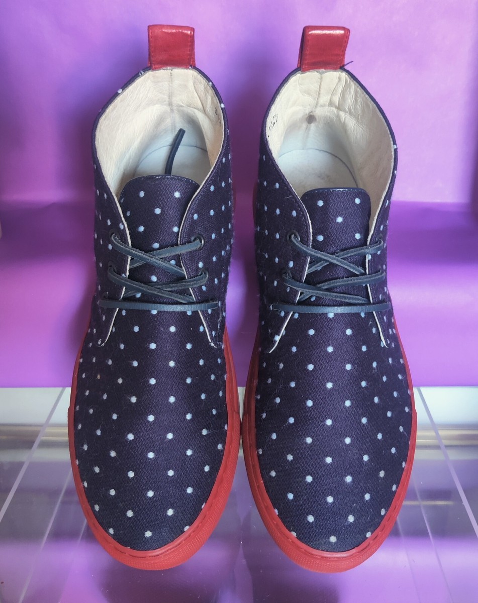 Del Toro Alto Sunbrella Leather Lined Dot High Top Chukka 