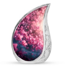 Pink Butterfly Mini Urn - Tear Drop Urn For Ashes - Burial Urn For Human Ashes