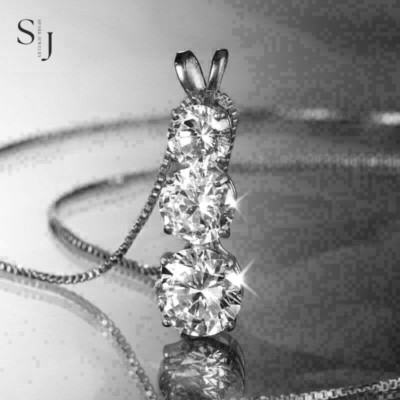 1.5 CT Round Cut Moissanite VVS1 Solitaire Wedding Pendant 14K White Gold Plated