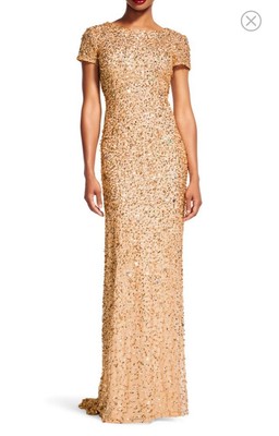 adrianna papell gold sequin dress