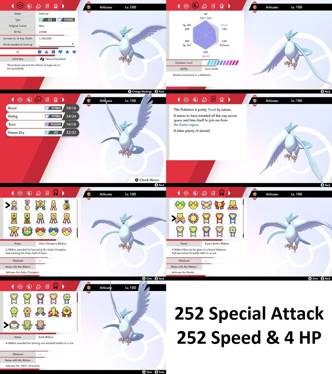 Pokemon Sword and Shield Shiny Articuno 6IV-EV Trained