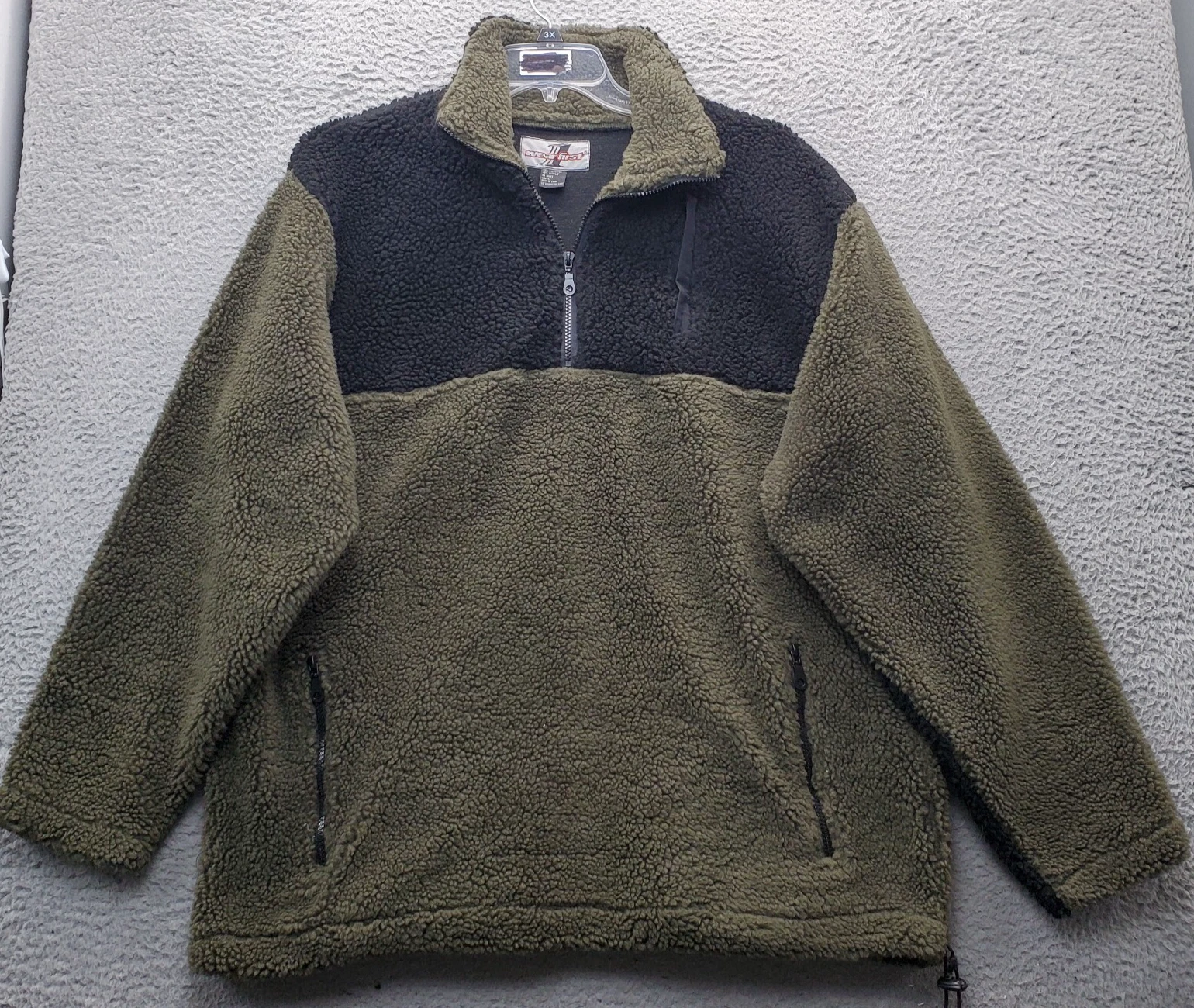 Wearfirst Fleece Jacket Mens Large Multi Drawcord Adjustable Hem Quarter Zip