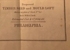 Dessin 1848 : US Navy Philadelphia, PA cabanon en bois et grenier à moules - avec frais