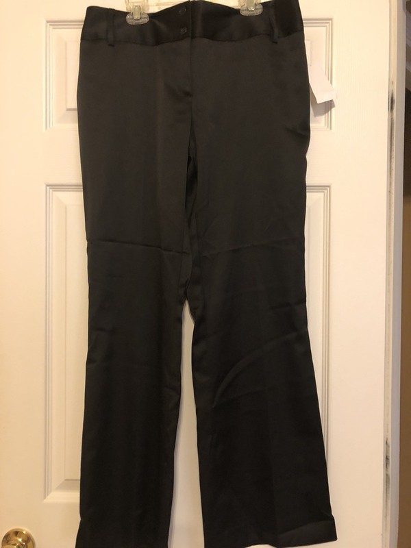 NWT womans Pants Slacks Studio 1940 Black Satin - 10P