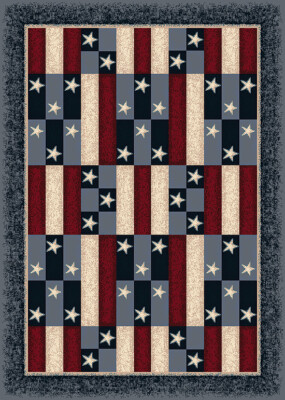 4x6 Milliken America Patchwork 07350 Denim Stars Area Rug - Approx 3'10''x5'4''