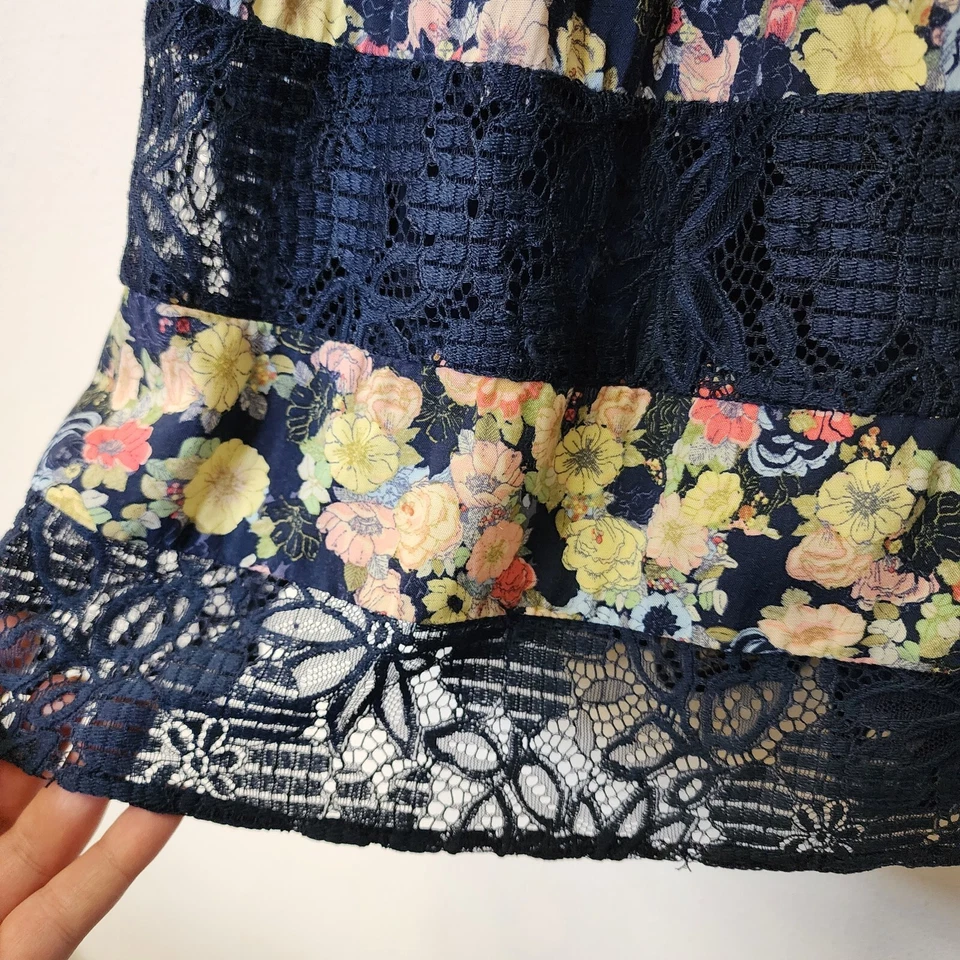 Vestido Lauren Conrad 8 Colorido Floral Encaje Crochet Hadas Jardín Caprichoso Verano Foto 2 de 4