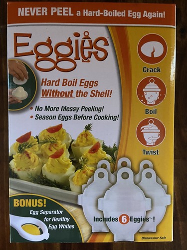 Eggies 6er Pack Eierkocher & Trenner - hartgekochte Eier ohne Schale  - Bild 1 von 2